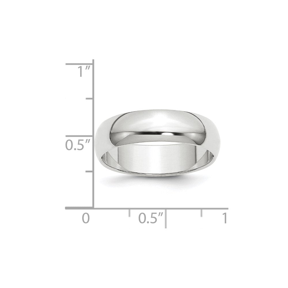 14k White Gold 6mm Half-Round Wedding Band Ring