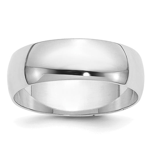 10k White Gold 6mm Half Round Wedding Band Ring