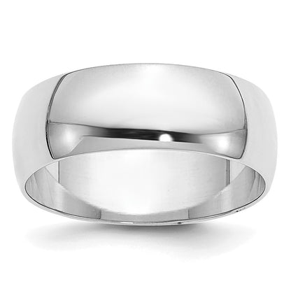 10K White Gold 10Kw 6.5mm Half Round Band Size 6.5
