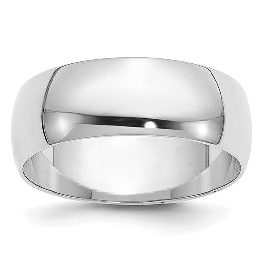10K White Gold 10Kw 6.5mm Half Round Band Size 4