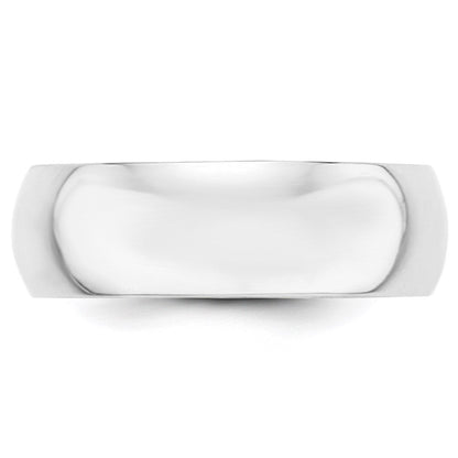 18k White Gold 7mm Half-Round Wedding Band Ring