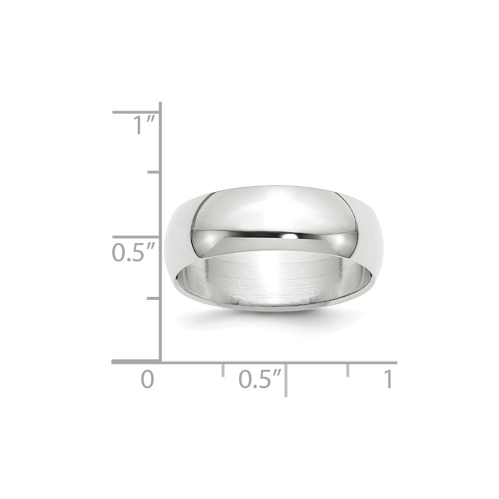 10k White Gold 7mm Half Round Wedding Band Ring