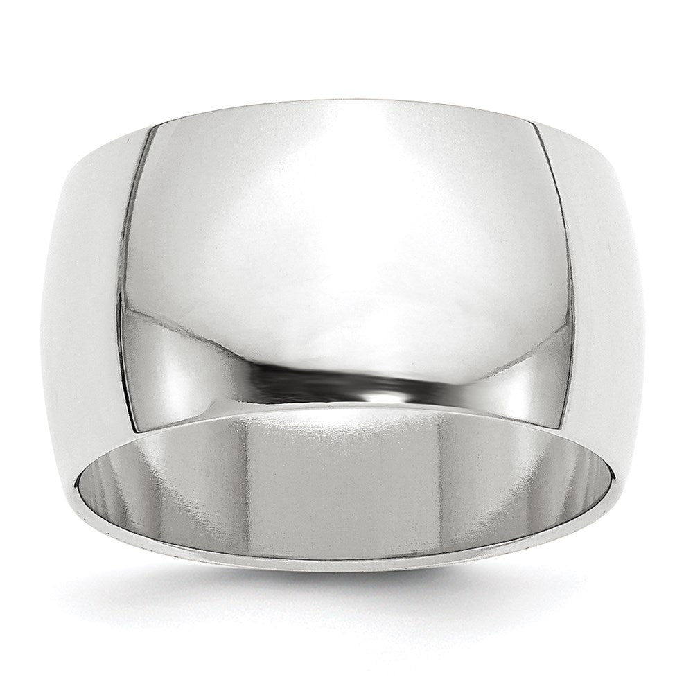 18k White Gold 12mm Half-Round Wedding Band Ring