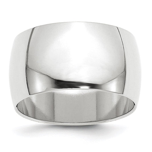 18k White Gold 12mm Half-Round Wedding Band Ring