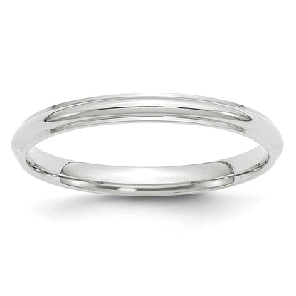 18k White Gold 2.5mm Half Round with Edge Wedding Band Ring