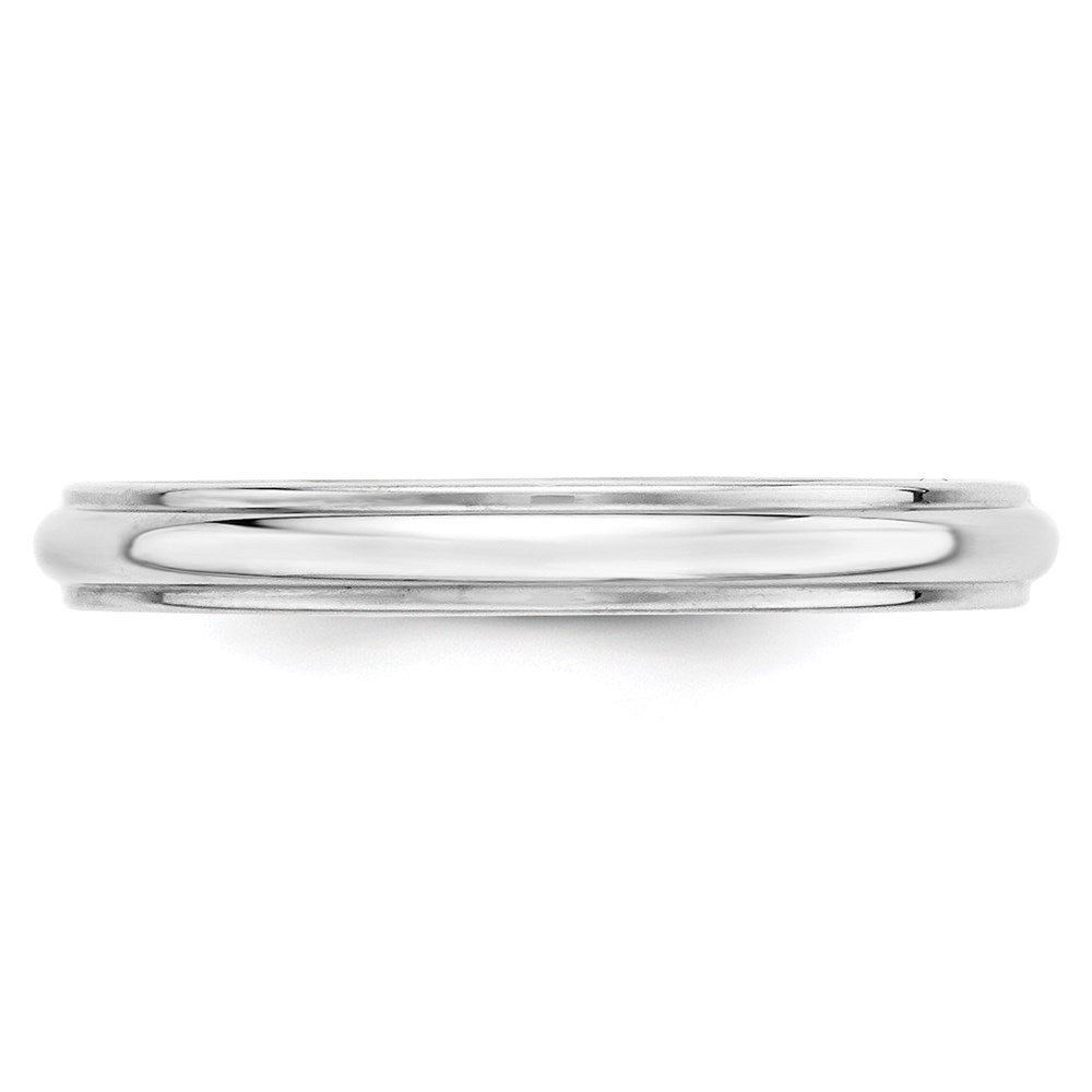 18k White Gold 3mm Half Round with Edge Wedding Band Ring