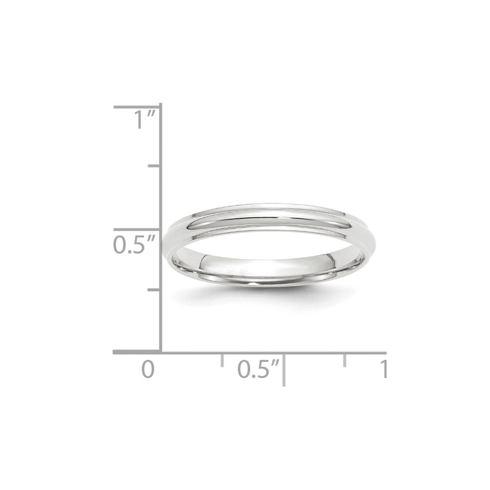 10k White Gold 3mm Half Round with Edge Wedding Band Ring
