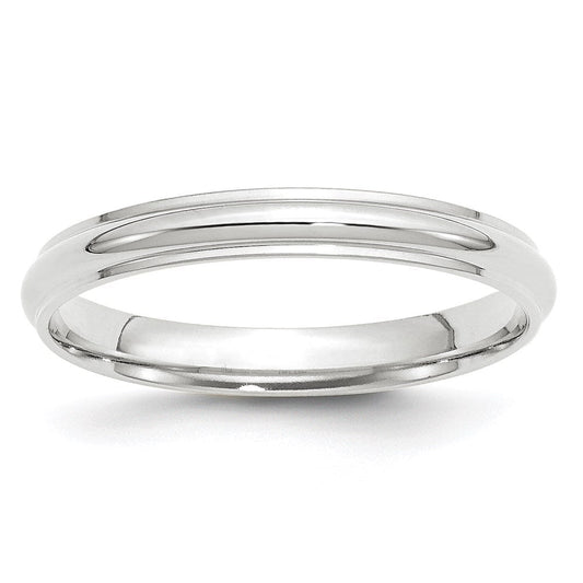 10k White Gold 3mm Half Round with Edge Wedding Band Ring