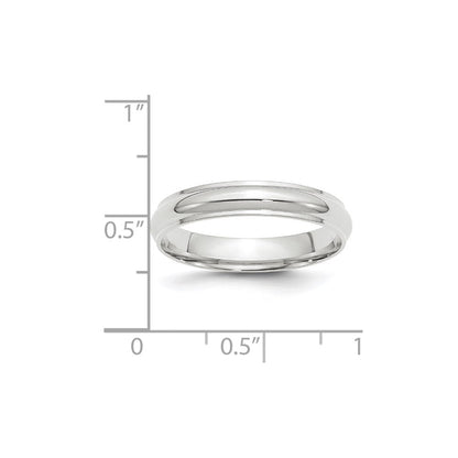 10k White Gold 4mm Half Round with Edge Wedding Band Ring