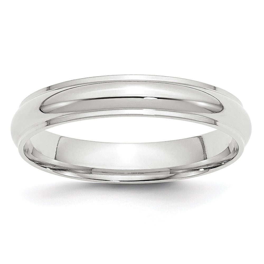 10k White Gold 4mm Half Round with Edge Wedding Band Ring