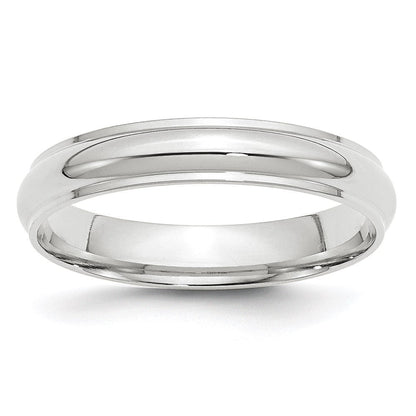10k White Gold 4mm Half Round with Edge Wedding Band Ring