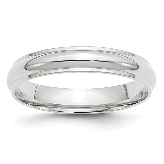 10k White Gold 4mm Half Round with Edge Wedding Band Ring