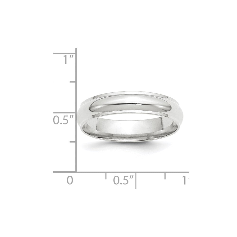 10k White Gold 5mm Half Round with Edge Wedding Band Ring