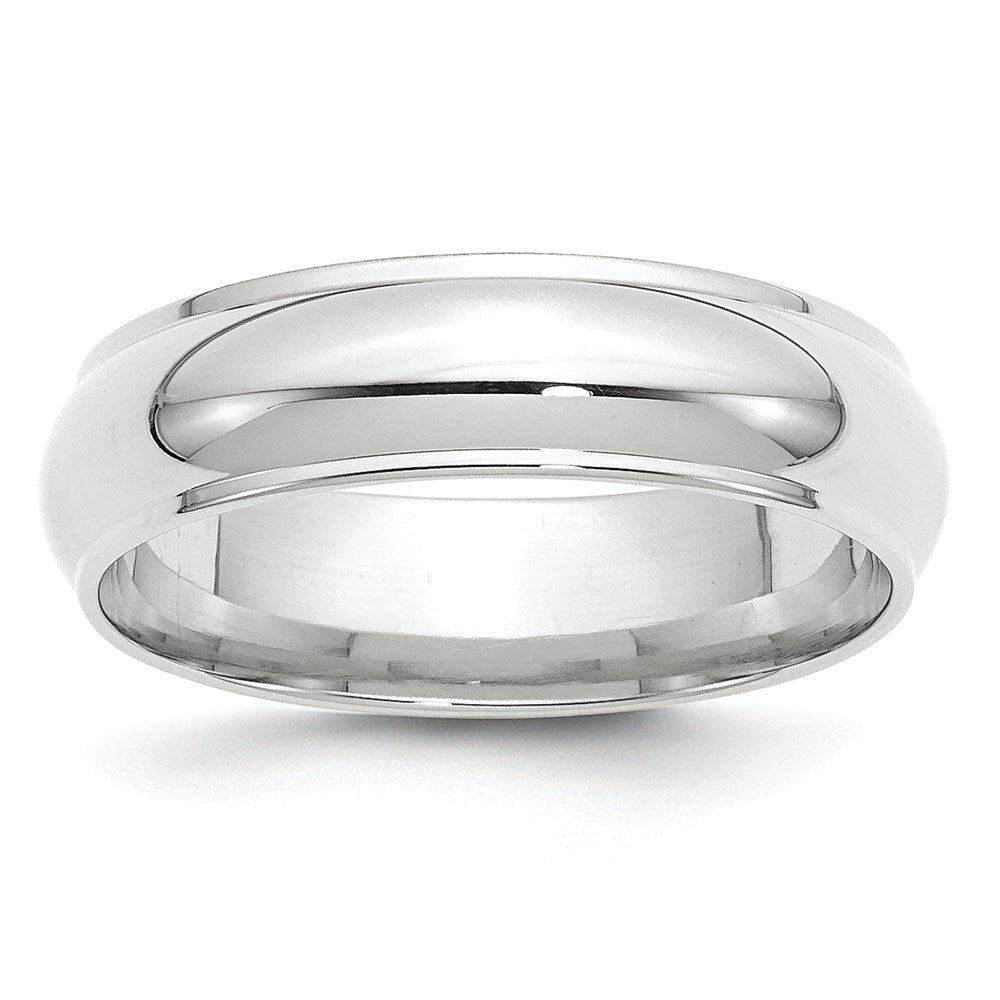 14k White Gold 6mm Half Round with Edge Wedding Band Ring