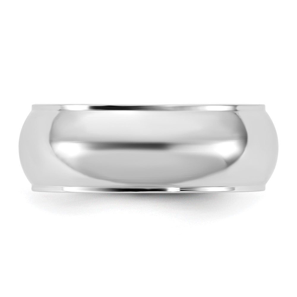 10K White Gold 10Kw 7mm Half Round With Edge Band Size 12