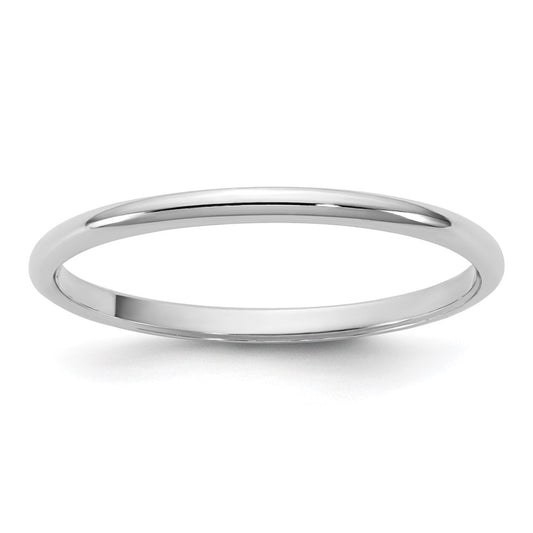 10K White Gold 10Kw 1.5mm Lightweight Half Round Band Size 6.5