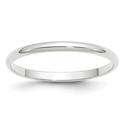 10K White Gold 2mm Lightweight Half Round Wedding Band Size 5