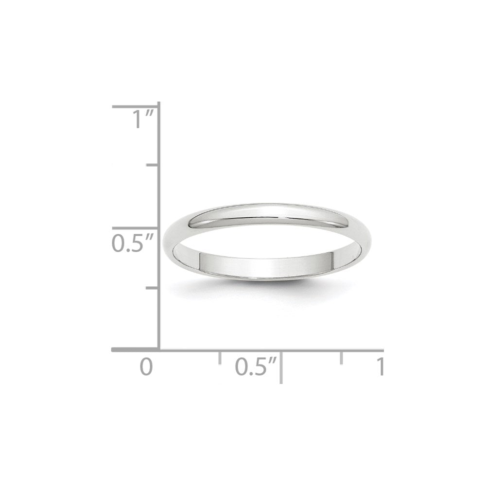 10K White Gold 2.5mm Lightweight Half Round Wedding Band Size 5.5