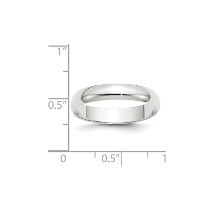 18k White Gold 4mm Lightweight Half Round Wedding Band Ring