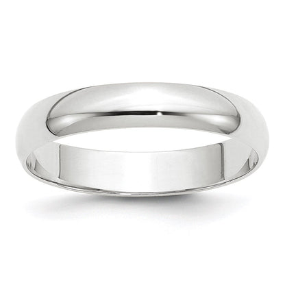 18k White Gold 4mm Lightweight Half Round Wedding Band Ring