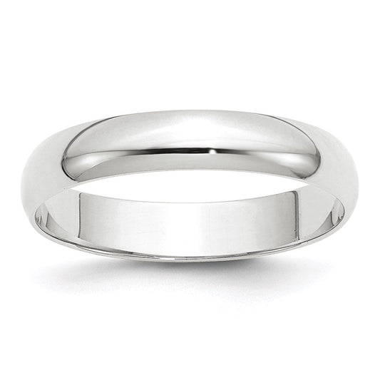18k White Gold 4mm Lightweight Half Round Wedding Band Ring