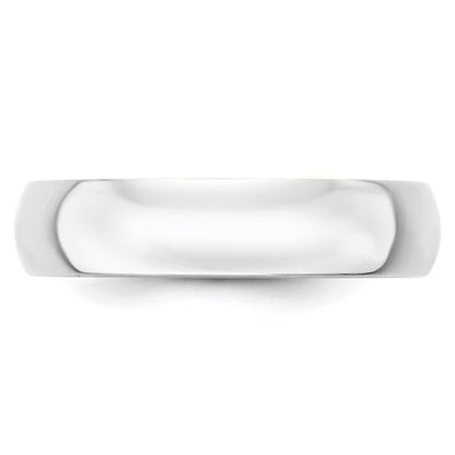 14k White Gold 5mm Lightweight Half Round Wedding Band Ring