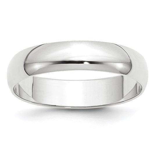 10K White Gold 5mm Lightweight Half Round Wedding Band Size 5.5