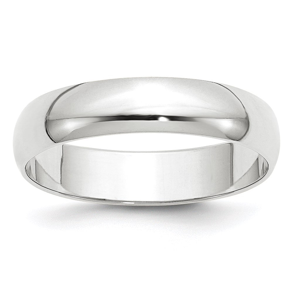 18k White Gold 5mm Lightweight Half Round Wedding Band Ring