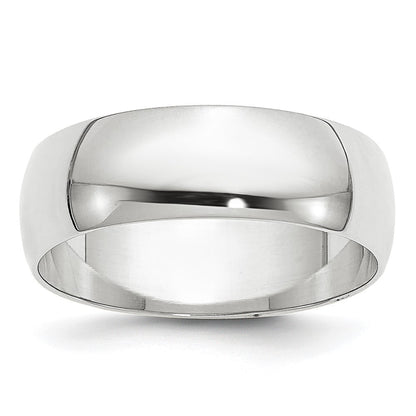 18k White Gold 6mm Lightweight Half Round Wedding Band Ring