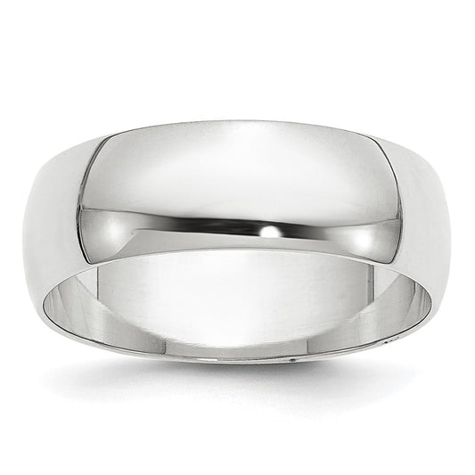 18k White Gold 6mm Lightweight Half Round Wedding Band Ring