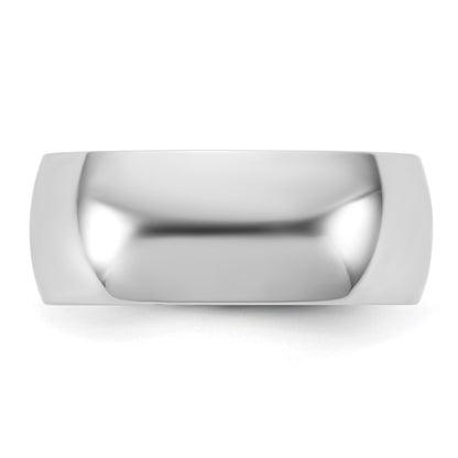 10K White Gold 10Kw 7.5mm Lightweight Half Round Band Size 6.5
