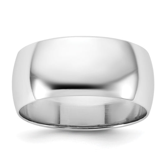 10K White Gold 10Kw 8.5mm Lightweight Half Round Band Size 12.5
