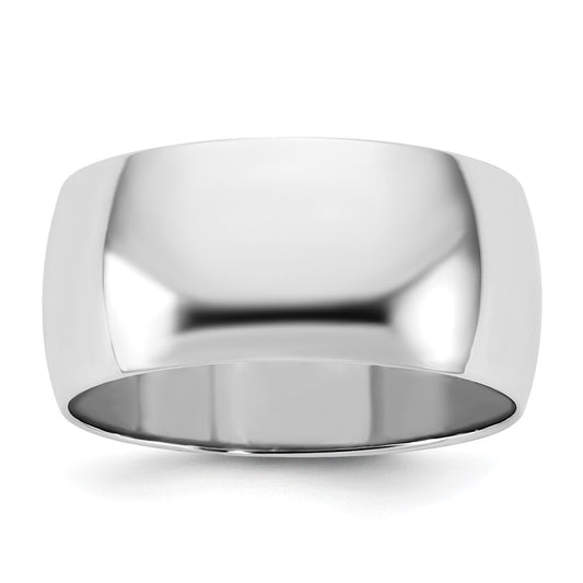 10K White Gold 10Kw 9mm Lightweight Half Round Band Size 13