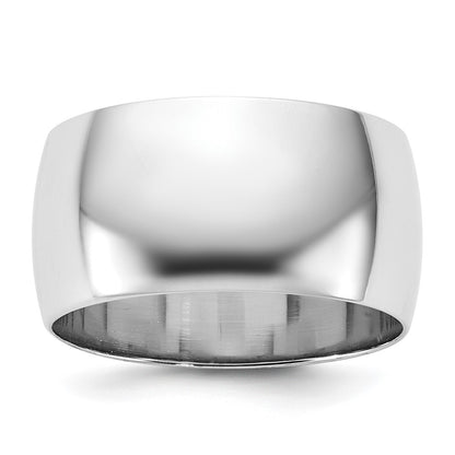10K White Gold 10Kw 10mm Lightweight Half Round Band Size 8.5