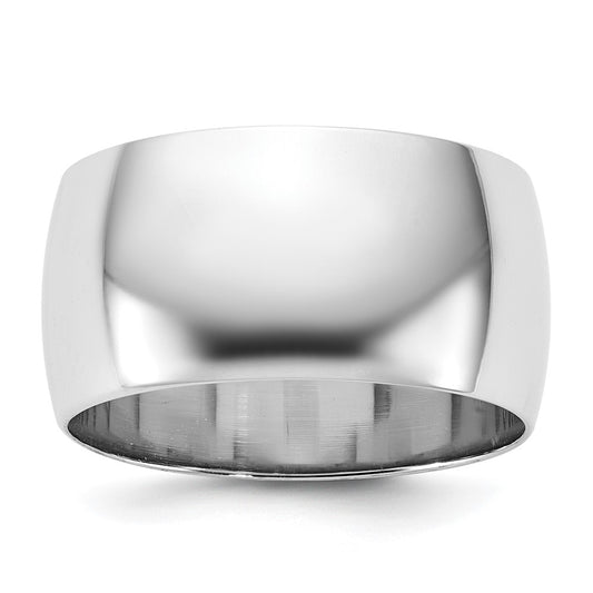 10K White Gold 10Kw 10mm Lightweight Half Round Band Size 8.5