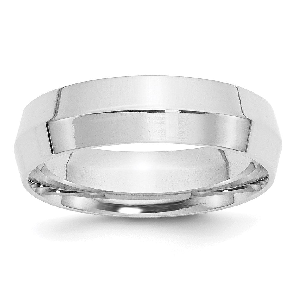 14k White Gold 6mm Knife Edge Comfort Fit Wedding Band Ring