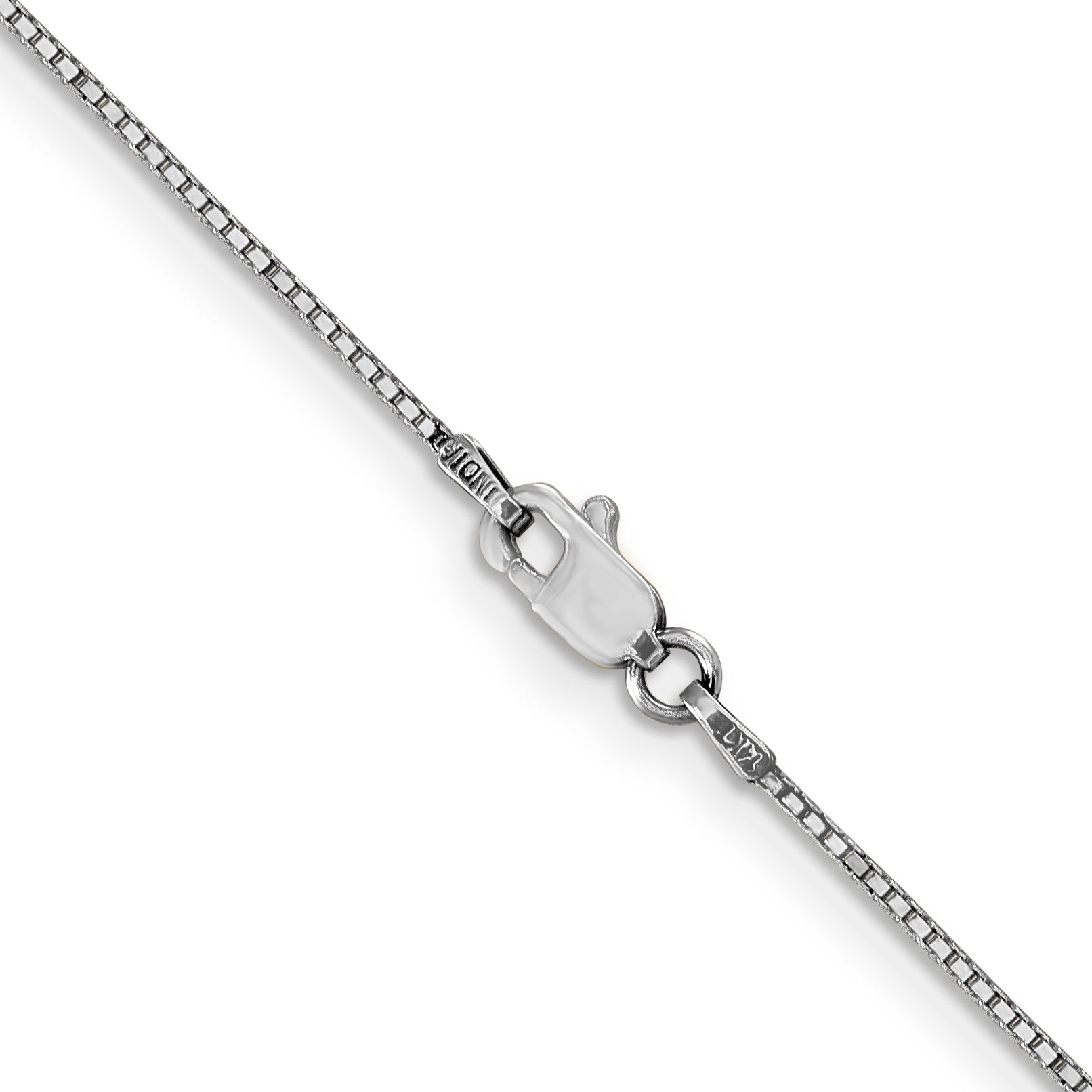 14K White Gold 18 Inch .9mm Box With Lobster Clasp Chain Necklace