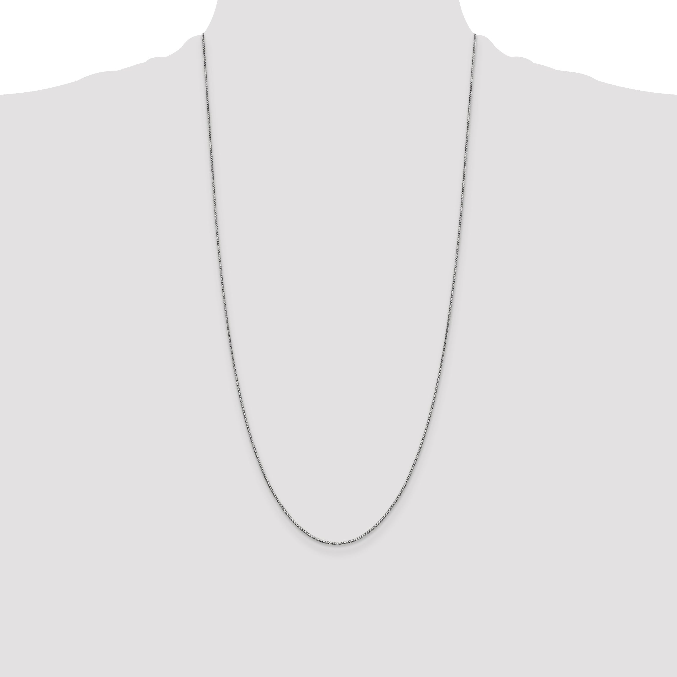 14K White Gold 28 Inch .9mm Box With Lobster Clasp Chain Necklace