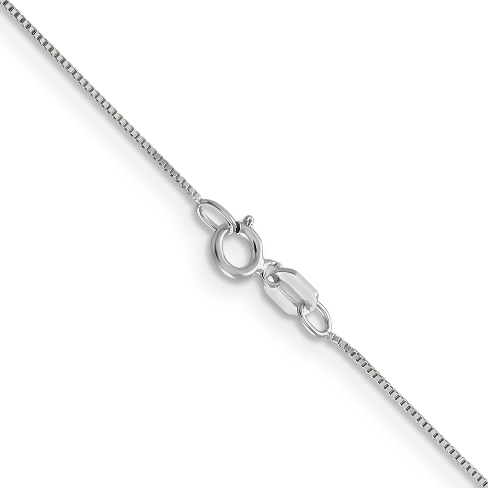 14K White Gold 20 Inch .5mm Box With Spring Ring Clasp Chain Necklace
