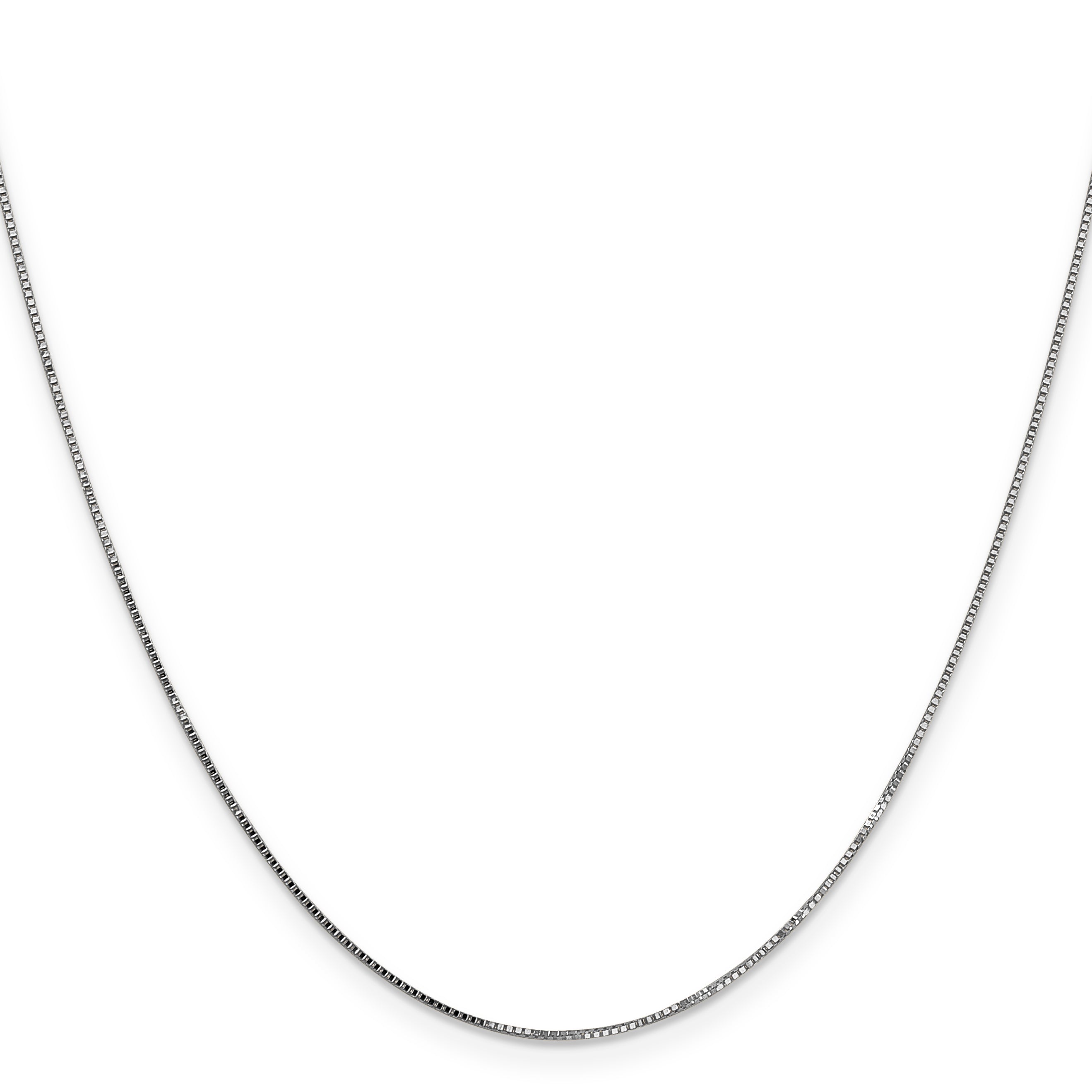 14K White Gold 28 Inch .7mm Box With Spring Ring Clasp Chain Necklace