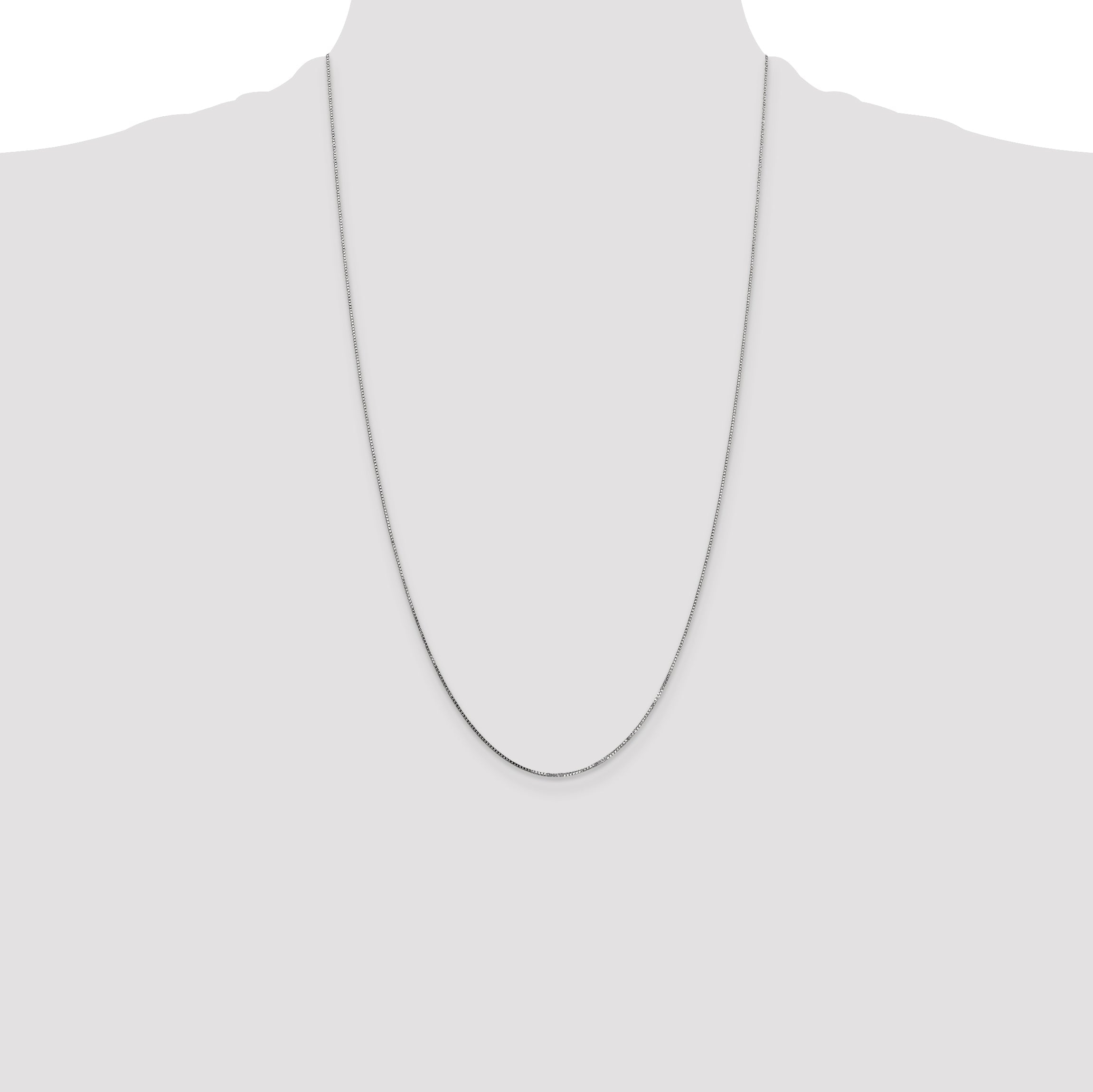 14K White Gold 26 Inch .7mm Box With Spring Ring Clasp Chain Necklace