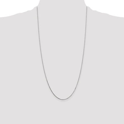 14K White Gold 28 Inch .7mm Box With Spring Ring Clasp Chain Necklace