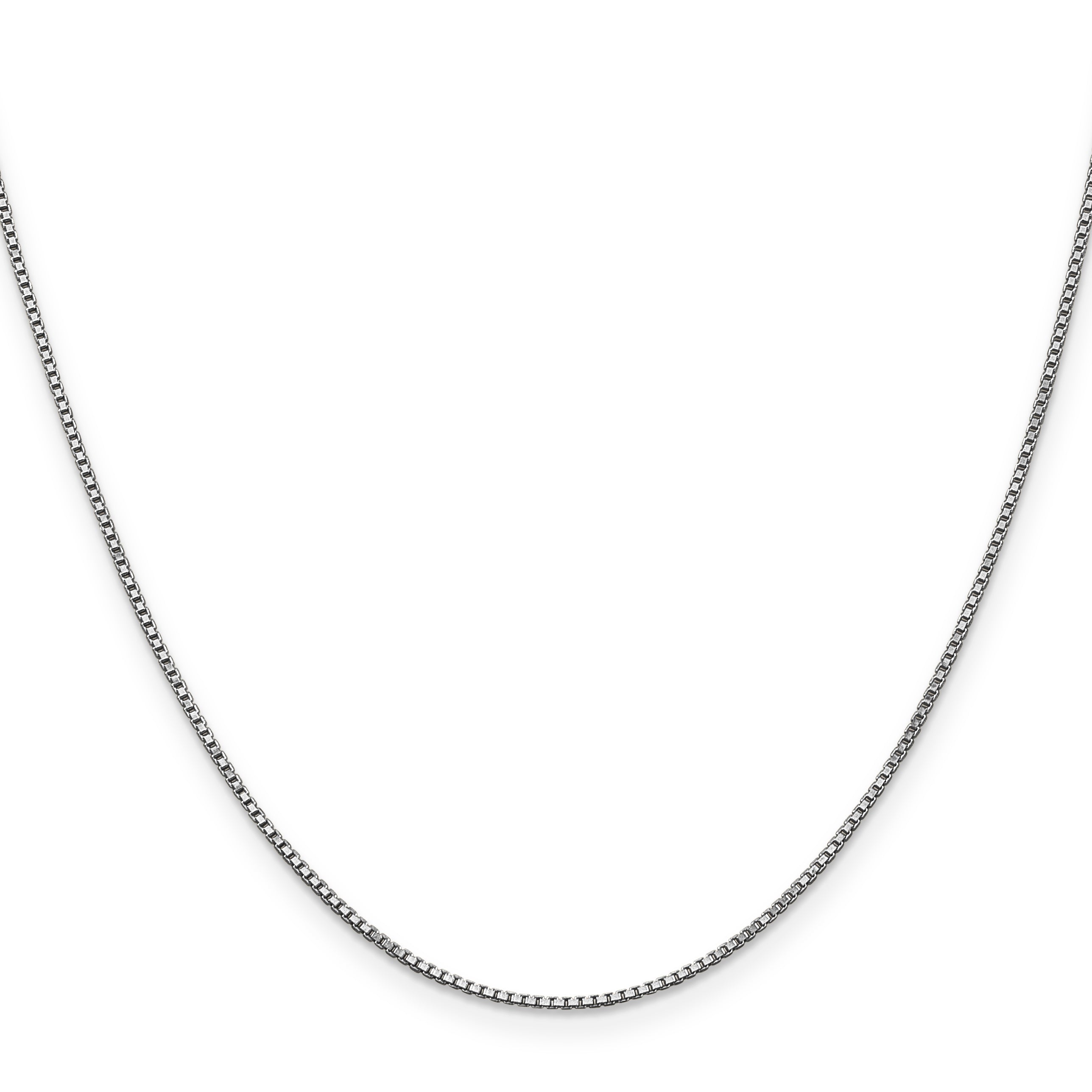 14K White Gold 22 Inch 1mm Box With Lobster Clasp Chain Necklace