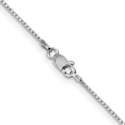 14K White Gold 24 Inch 1mm Box With Lobster Clasp Chain Necklace