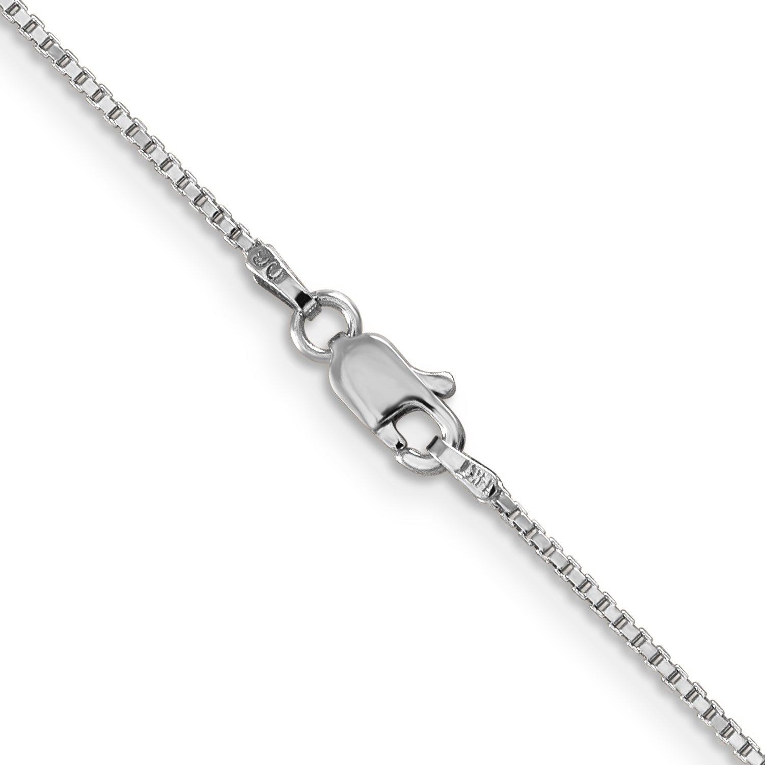 14K White Gold 30 Inch 1mm Box With Lobster Clasp Chain Necklace