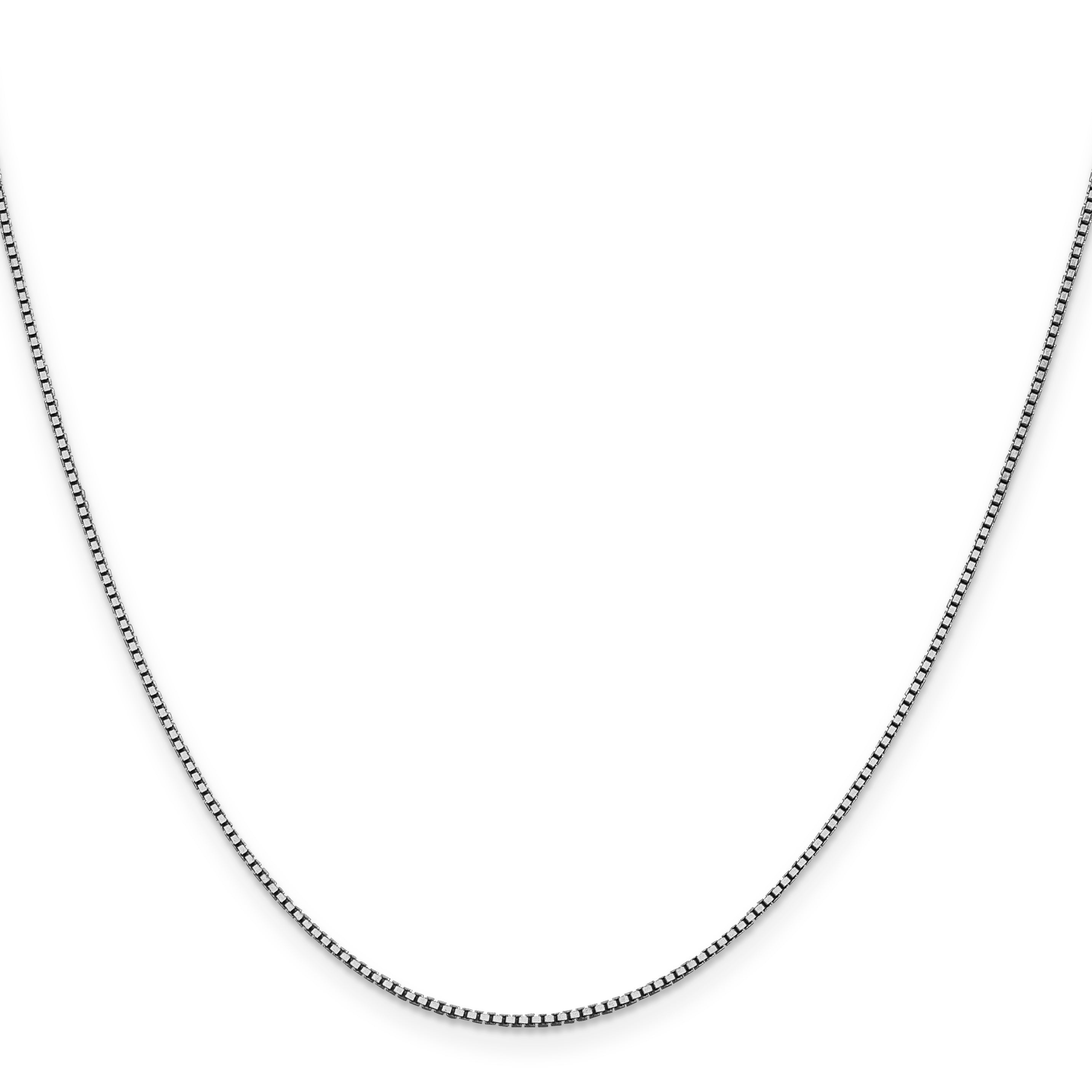 14K White Gold 18 Inch 1.05mm Box With Lobster Clasp Chain Necklace