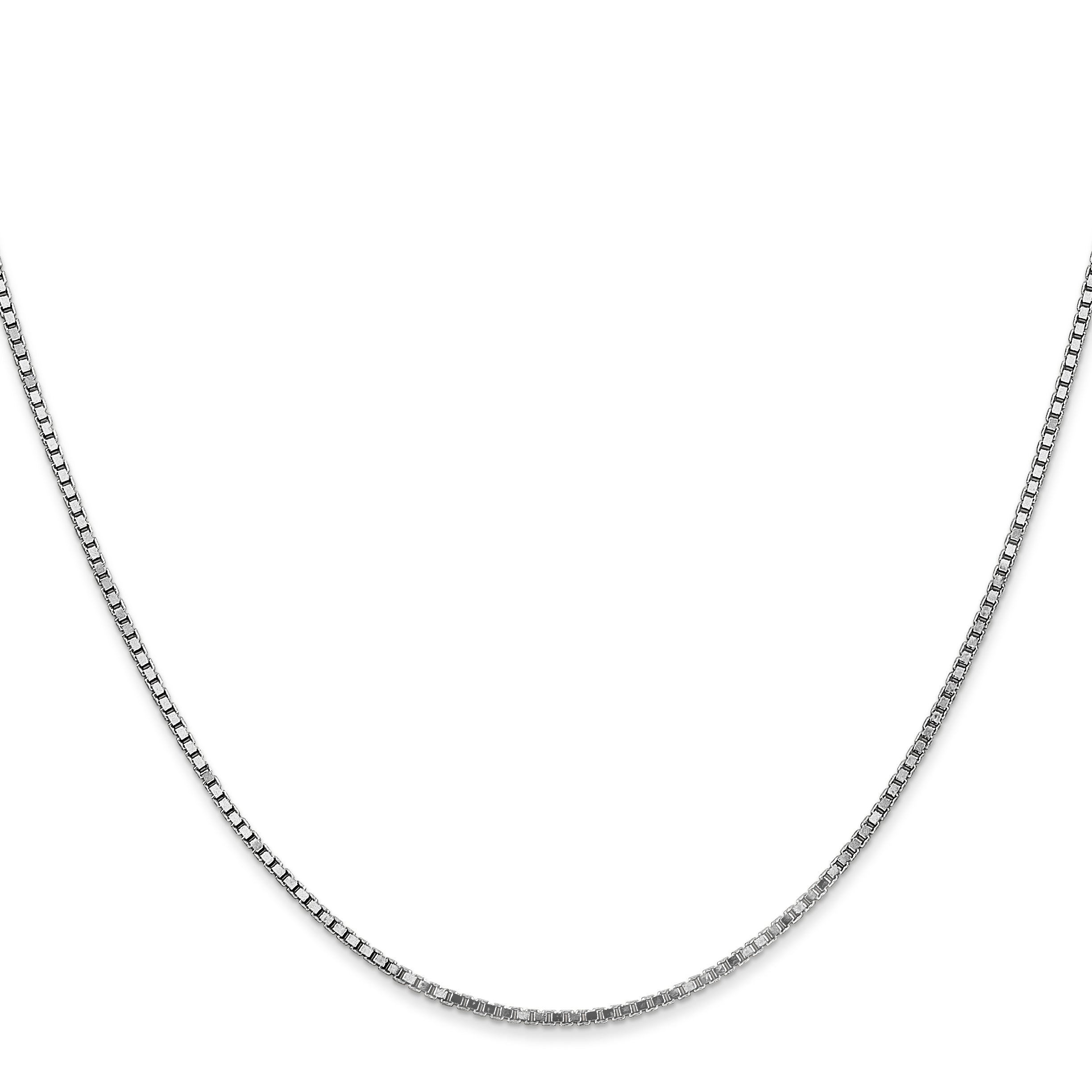 14K White Gold 22 Inch 1.4mm Box With Lobster Clasp Chain Necklace