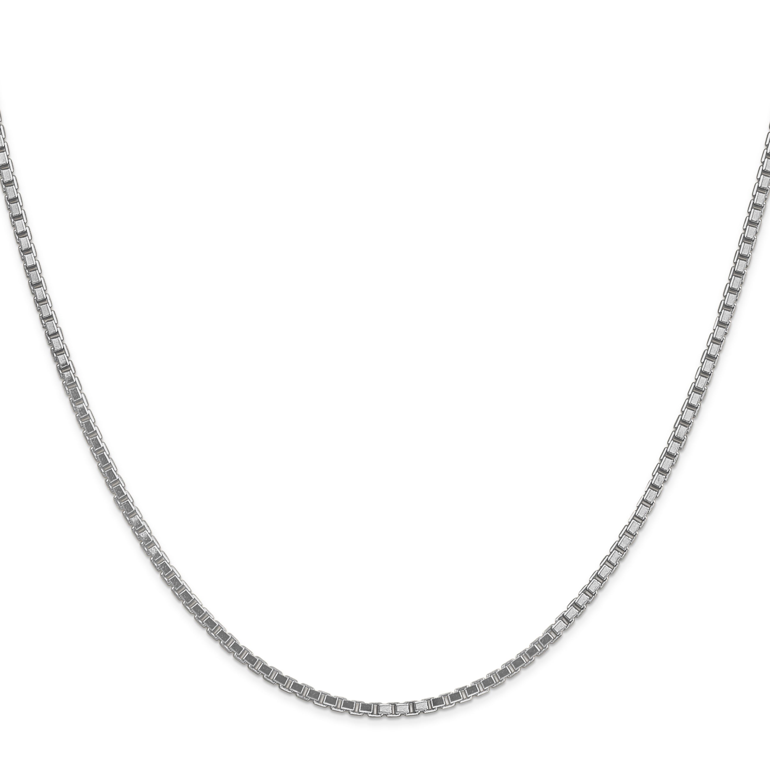 14K White Gold 20 Inch 1.9mm Box With Lobster Clasp Chain Necklace