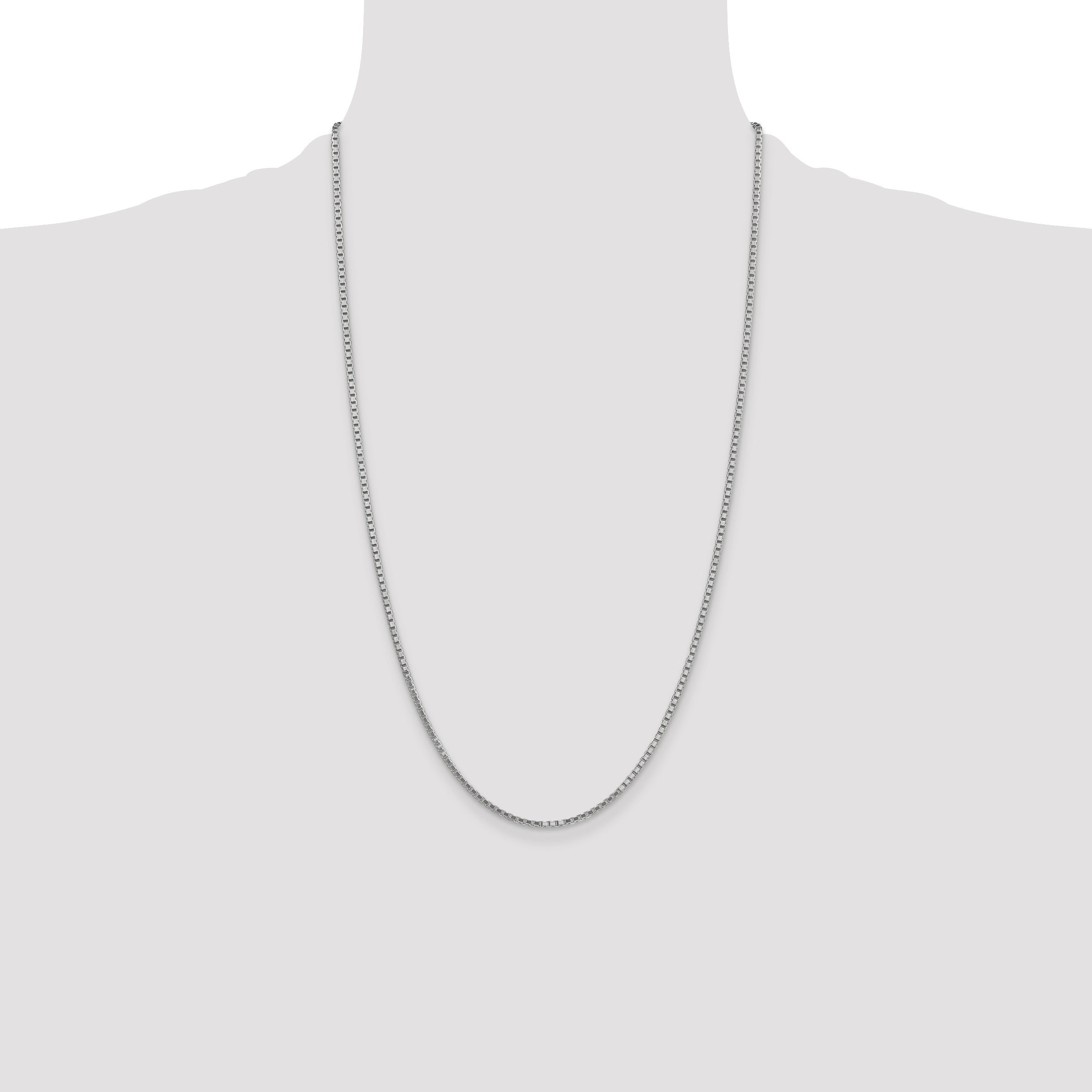 14K White Gold 26 Inch 1.9mm Box With Lobster Clasp Chain Necklace