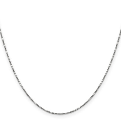 14K White Gold 26 Inch .9mm Box With Spring Ring Clasp Chain Necklace